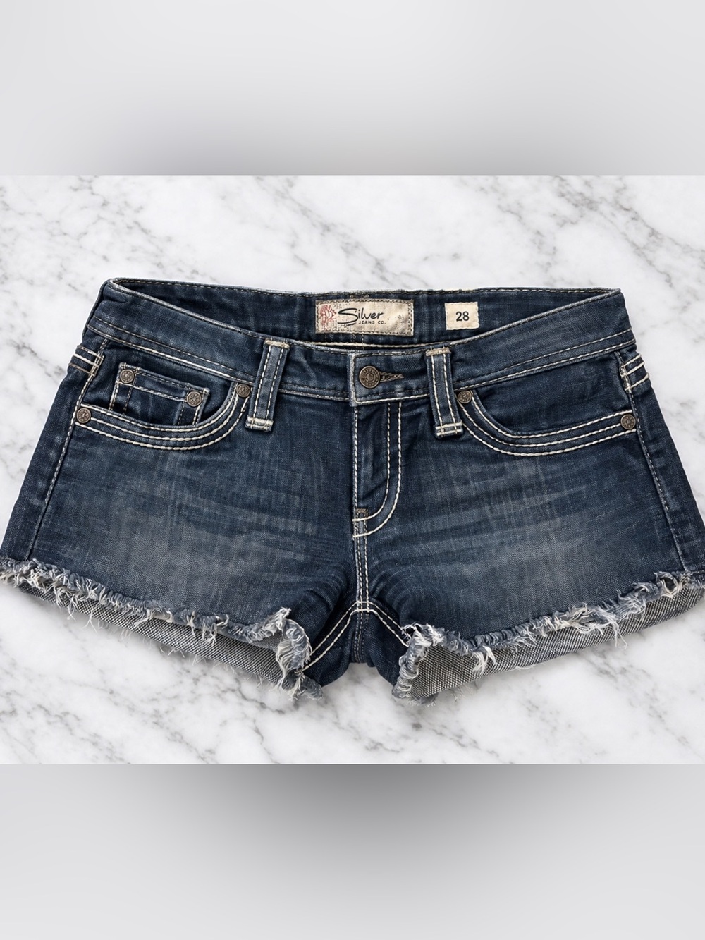 BKE - Silver Jeans Indigo Frayed Cutoff Denim Shorts